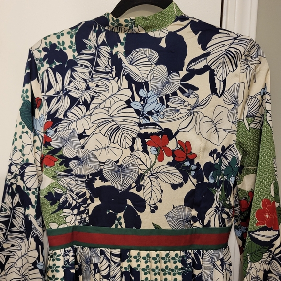 Dalia Macphee Tie Neck Printed Midi Dress Size Medium - Picture 13 of 16